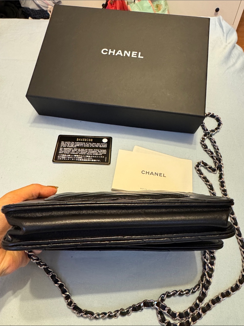 Chanel Black Quilted Chevron Flap Bag with Chain Strap - Picture 6 of 7